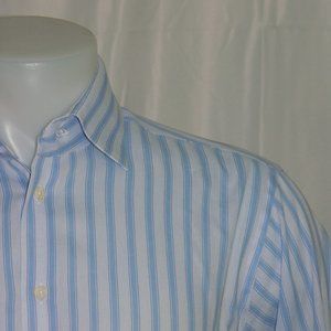 Richard James Savile Row White Blue Striped Dress Shirt 17